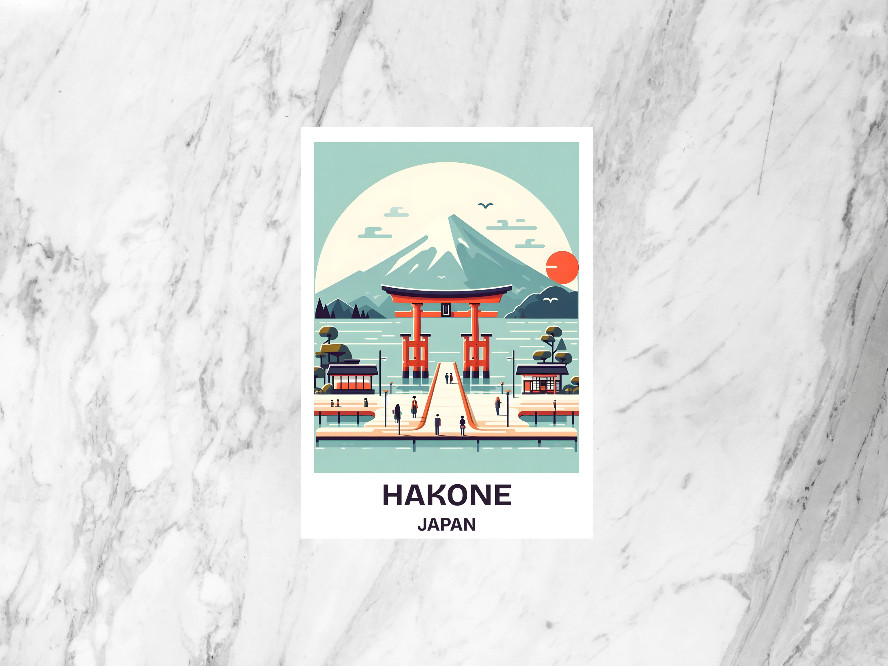 Blank Hakone Holiday Postcard Handmade Japanese City Travel Postcard Travel Diary Keepsake Gift for Travelers Minimalist Japan Postcard