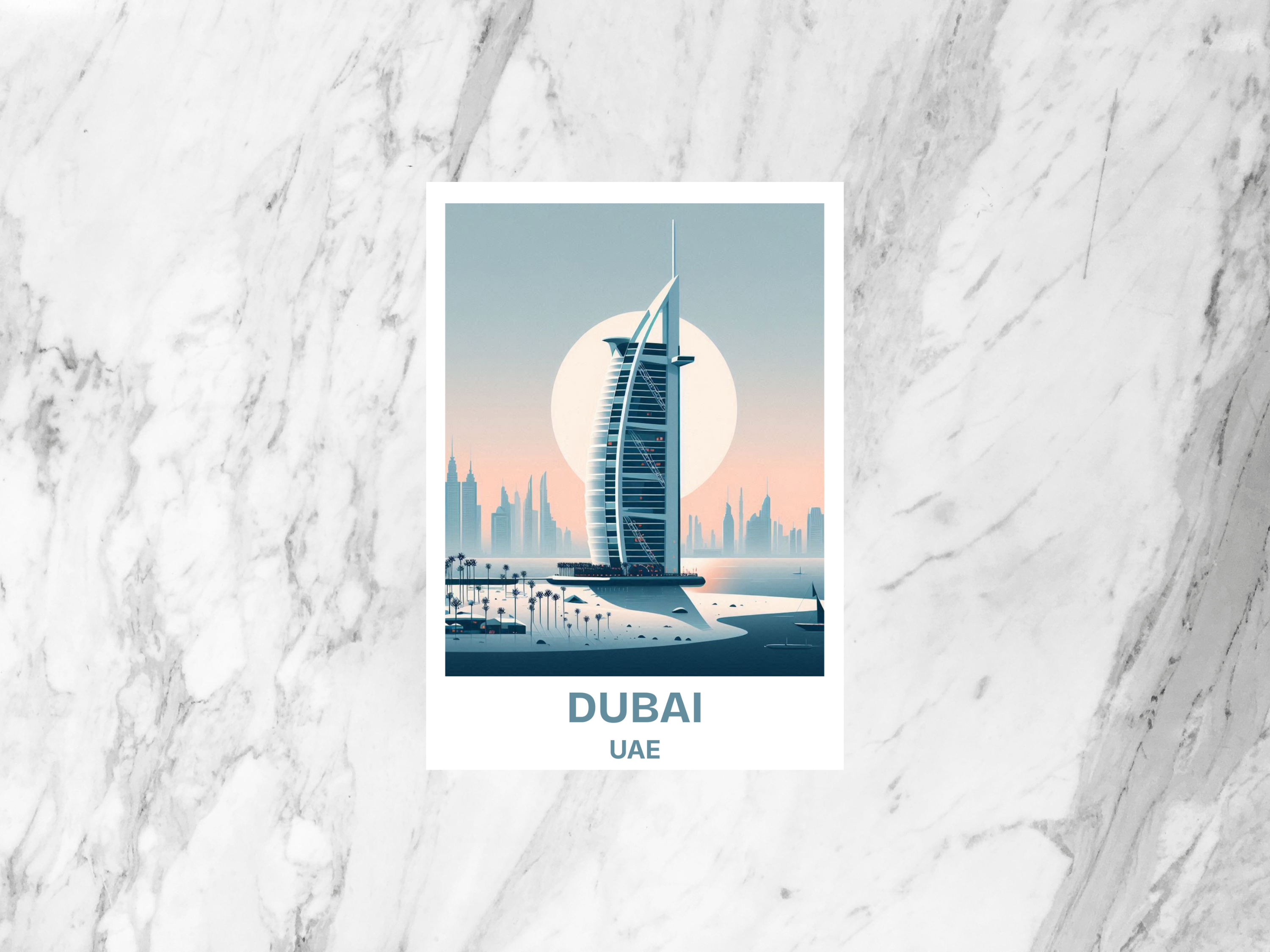 Blank Dubai Travel Postcard Asia City Portrait Postcard Summer Vacation Memento Dubai Travel Journal Holiday Keepsake Poster Print