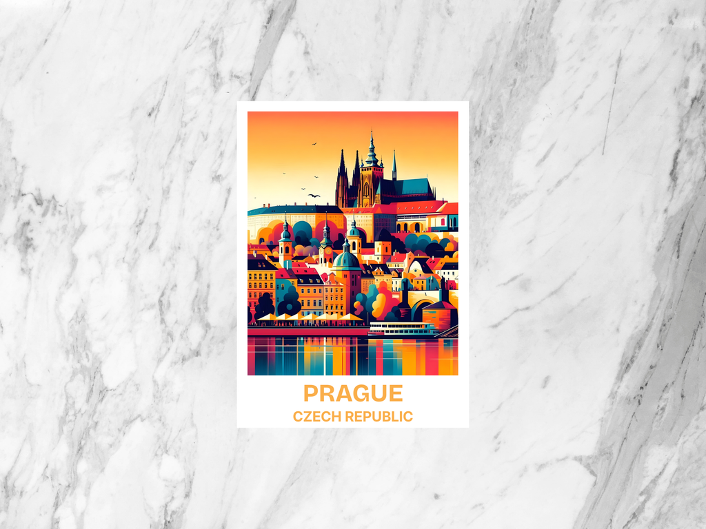 Prague Postcard Czech Republic Travel Souvenir Watercolor Card Prague Castle Art Historic European Landmark Wall Art Gift