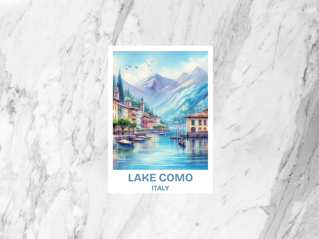 Lake Como Watercolor Postcard Italian Lakes Travel Souvenir Italian Travel Art Como Village Print Romantic Lakes Scenic Postcard