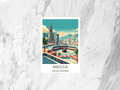 Mecca Travel Postcard Retro Vintage Travel Poster Mid Century Hajj Umrah Scenic Illustration Islamic Art Tourism Card
