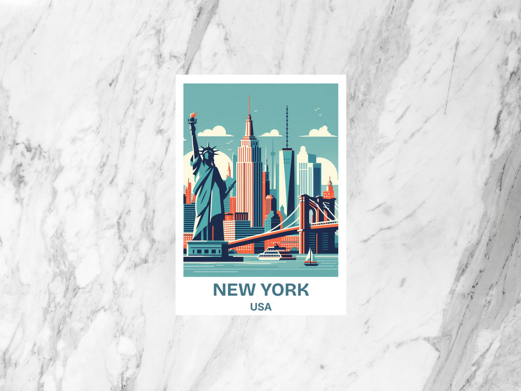 New York Travel Postcard Blank USA Holiday Postcard Print America Holiday Travel Scrapbook Keepsake Gift for Traveler Brooklyn Postcard