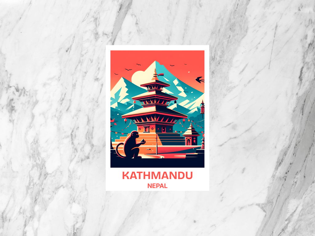 Kathmandu Travel Postcard Blank Nepal Holiday Postcard Print Gift for Traveler Unique Handmade Travel Scrapbook Keepsake