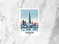 Shard London Travel Postcard Keepsake Blank UK Holiday Travel Scrapbook Art Gift for Travelers Handmade London Bridge Art Postcard