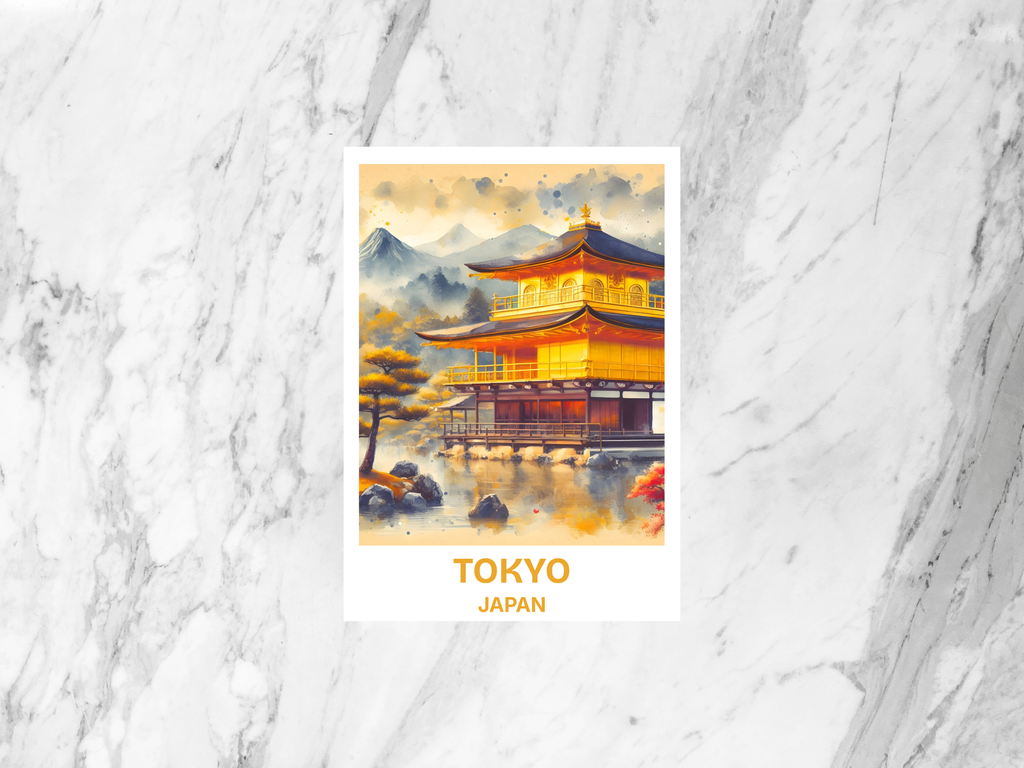 Tokyo Golden Temple Watercolor Travel Postcard Japanese City Travel Diary Gift for Travelers Japan Holiday Postcard Blank Book Postcards