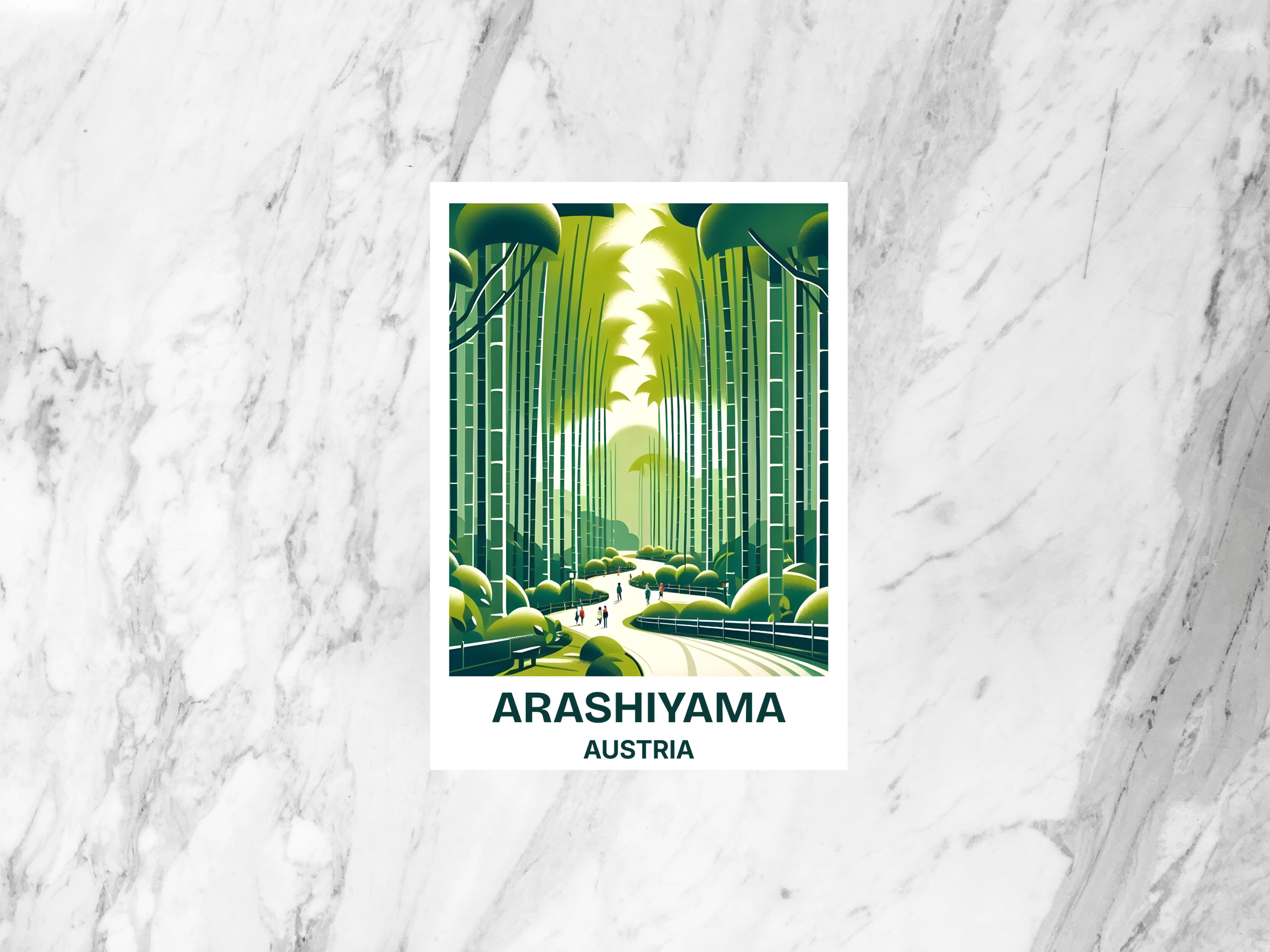 Japan Nature Postcard Arashiyama Bamboo Forest Illustration Kyoto Japan Scenic Travel Card Japanese Travel Souvenir Keepsake Gift