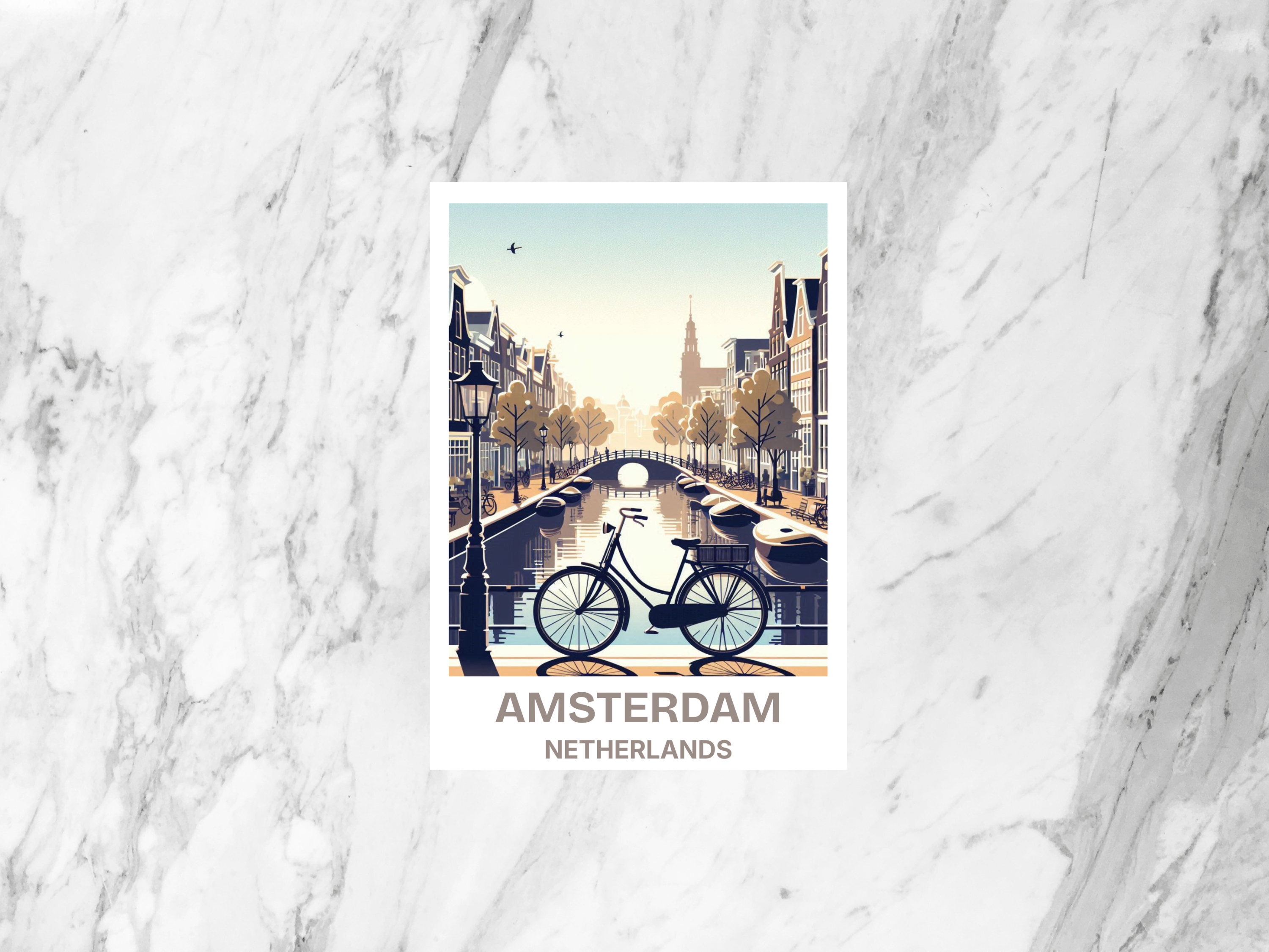 Handmade Amsterdam Travel Postcard Cute Watercolor Netherlands Postcard Print Custom Blank Summer Vacation Travel Keepsake Gift for Traveler