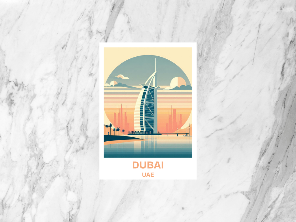 Dubai Holiday Postcard Print Travel Diary Keepsake Gift for Traveler Custom Vintage Watercolor Art Postcards Bundle Asia Holiday Keepsake