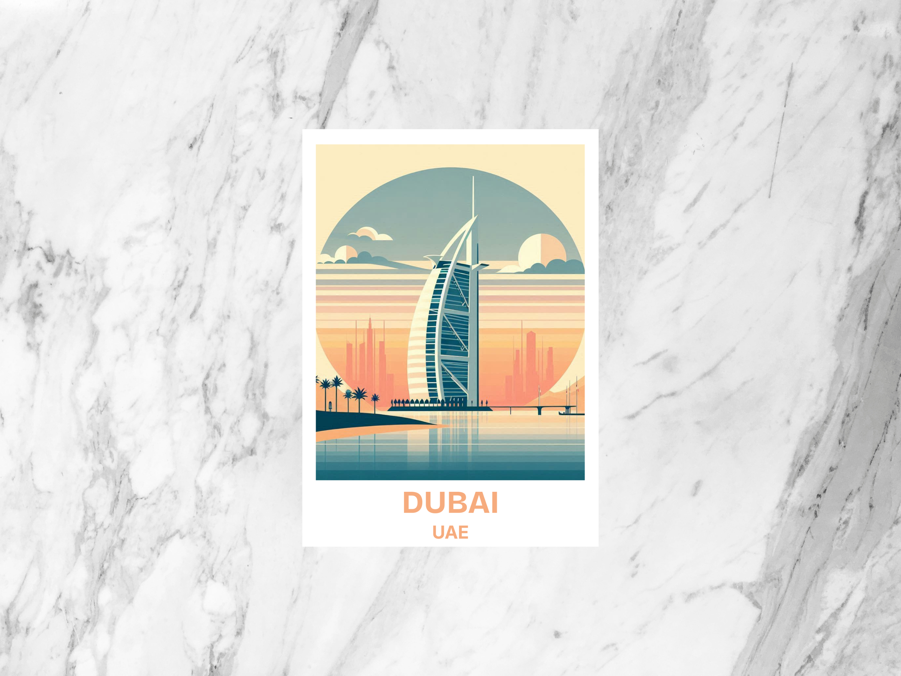 Dubai Holiday Postcard Print Travel Diary Keepsake Gift for Traveler Custom Vintage Watercolor Art Postcards Bundle Asia Holiday Keepsake