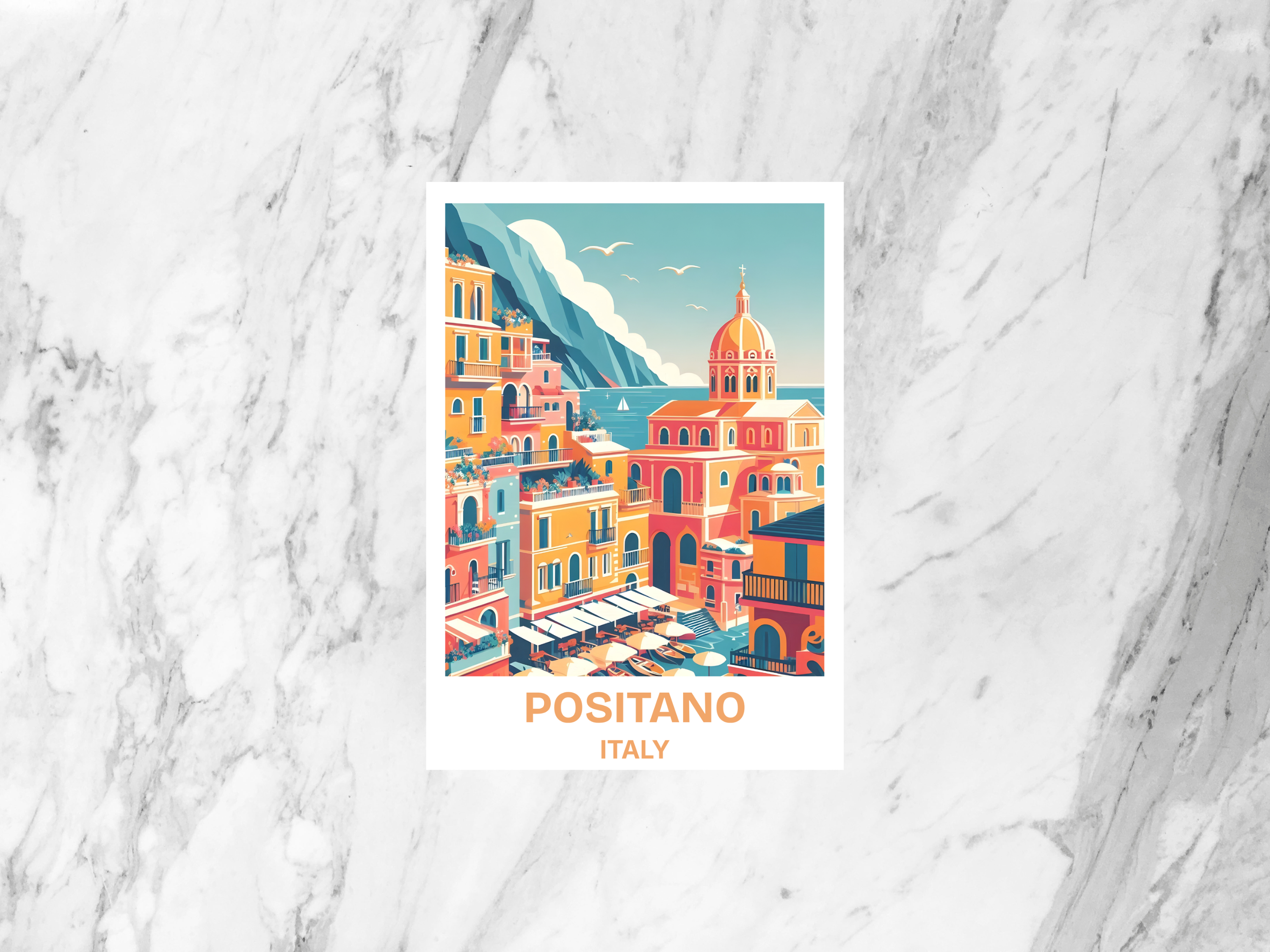 Positano Travel Postcard Italy Holiday Blank Postcard Gift for Traveler Handmade Watercolor Travel Keepsake Cute Italian Postcards