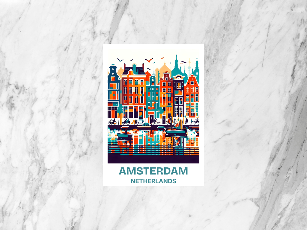 Netherlands Postcard Amsterdam Holiday Handmade Travel Postcard Europe Travel Diary Keepsake Gift for Travelers Netherlands Poster Print