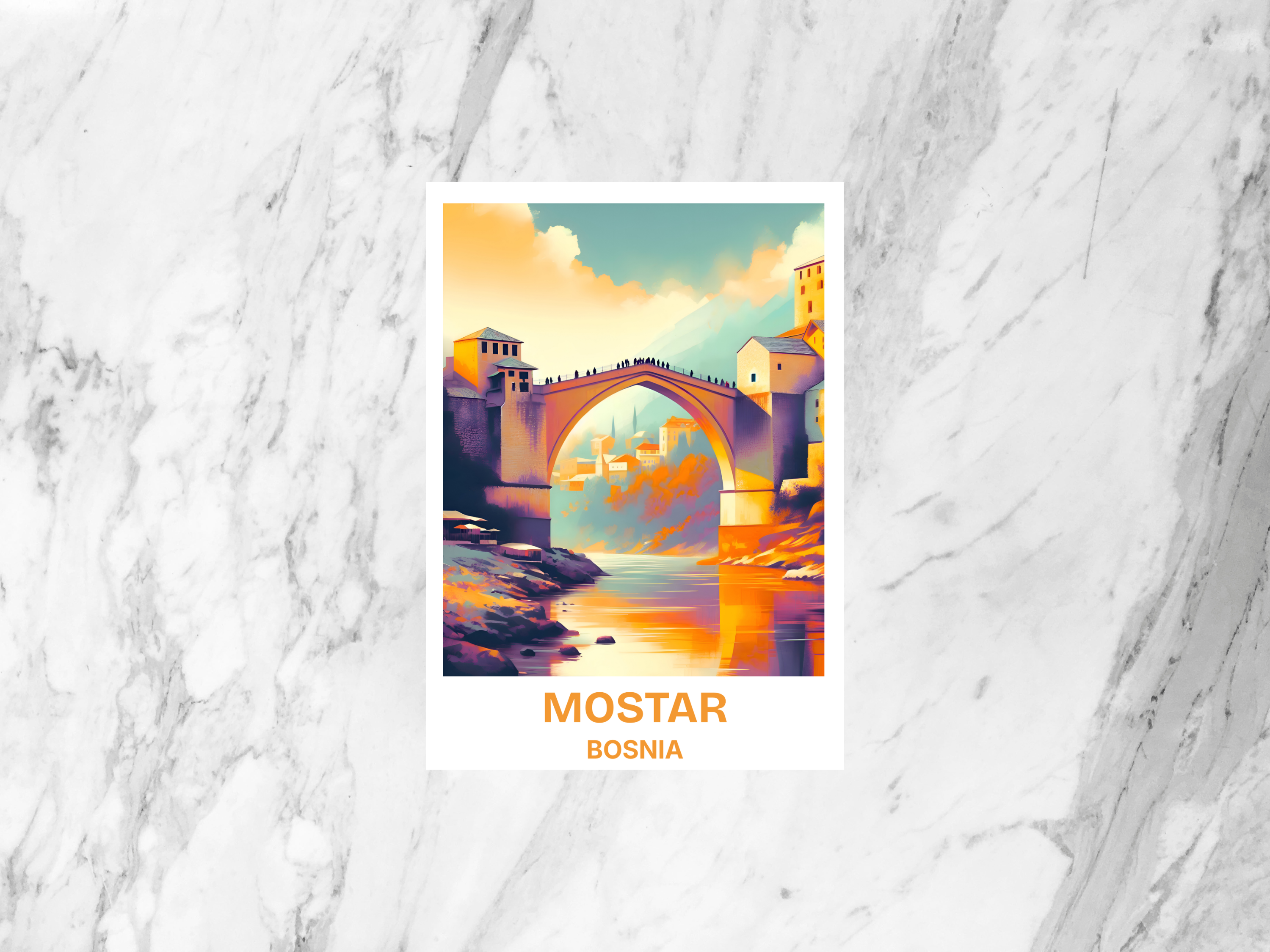 Mostar Bridge Postcard Stari Most Bosnia Travel Souvenir Historic European Bridge Travel Keepsake Bosnia Landmark Gift Neretva River Art