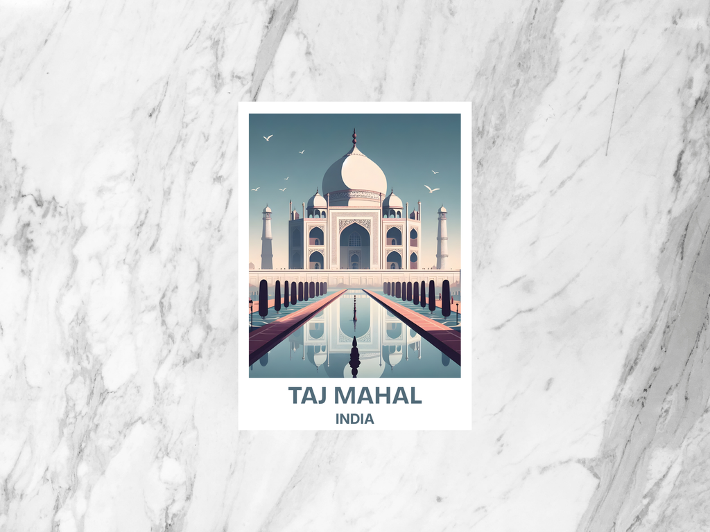 Taj Mahal India Holiday Travel Postcard Blank Asia Art Travel Diary Keepsake Wonder of World Travel Scrapbook Sticker