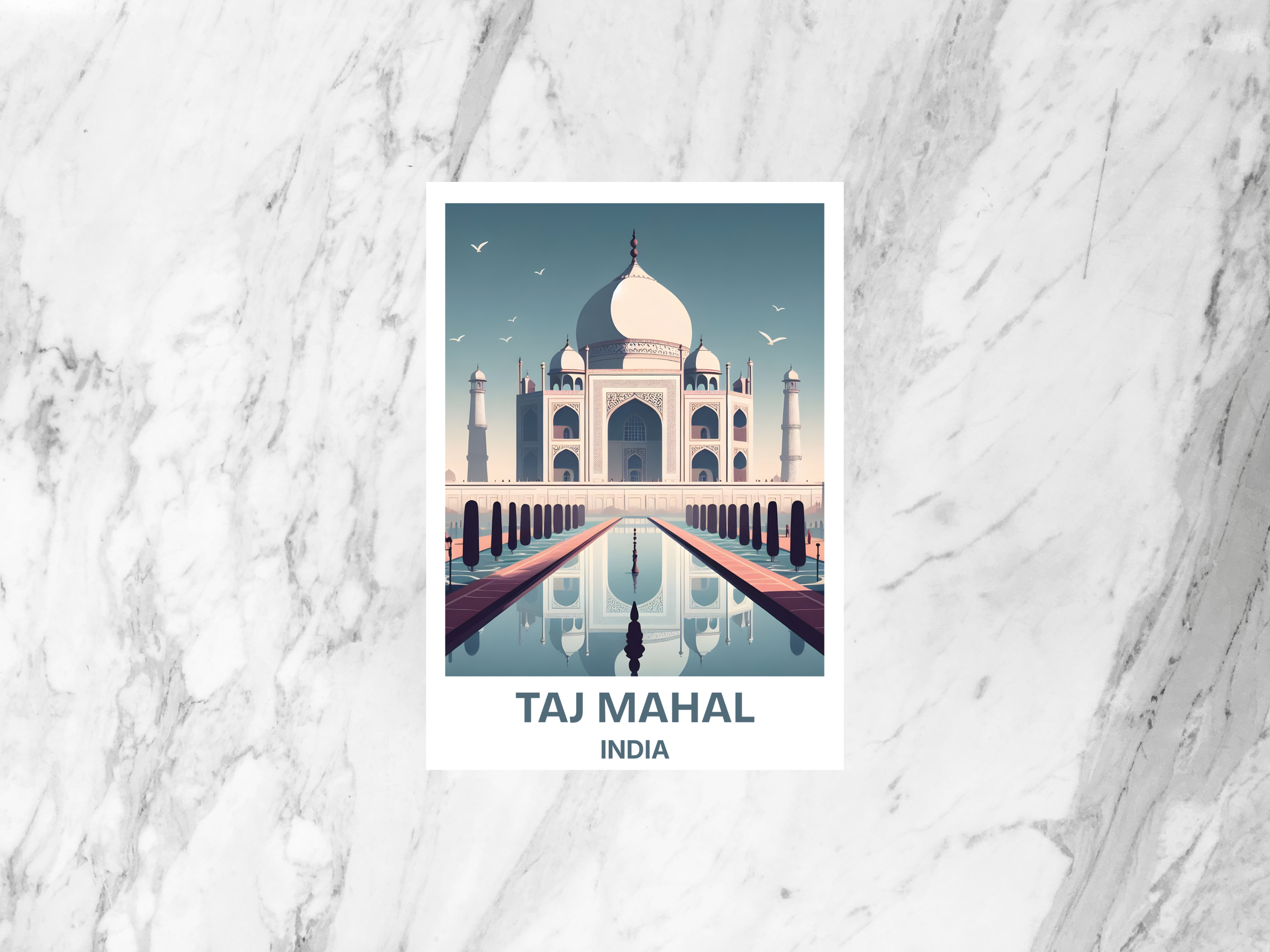 Taj Mahal India Holiday Travel Postcard Blank Asia Art Travel Diary Keepsake Wonder of World Travel Scrapbook Sticker
