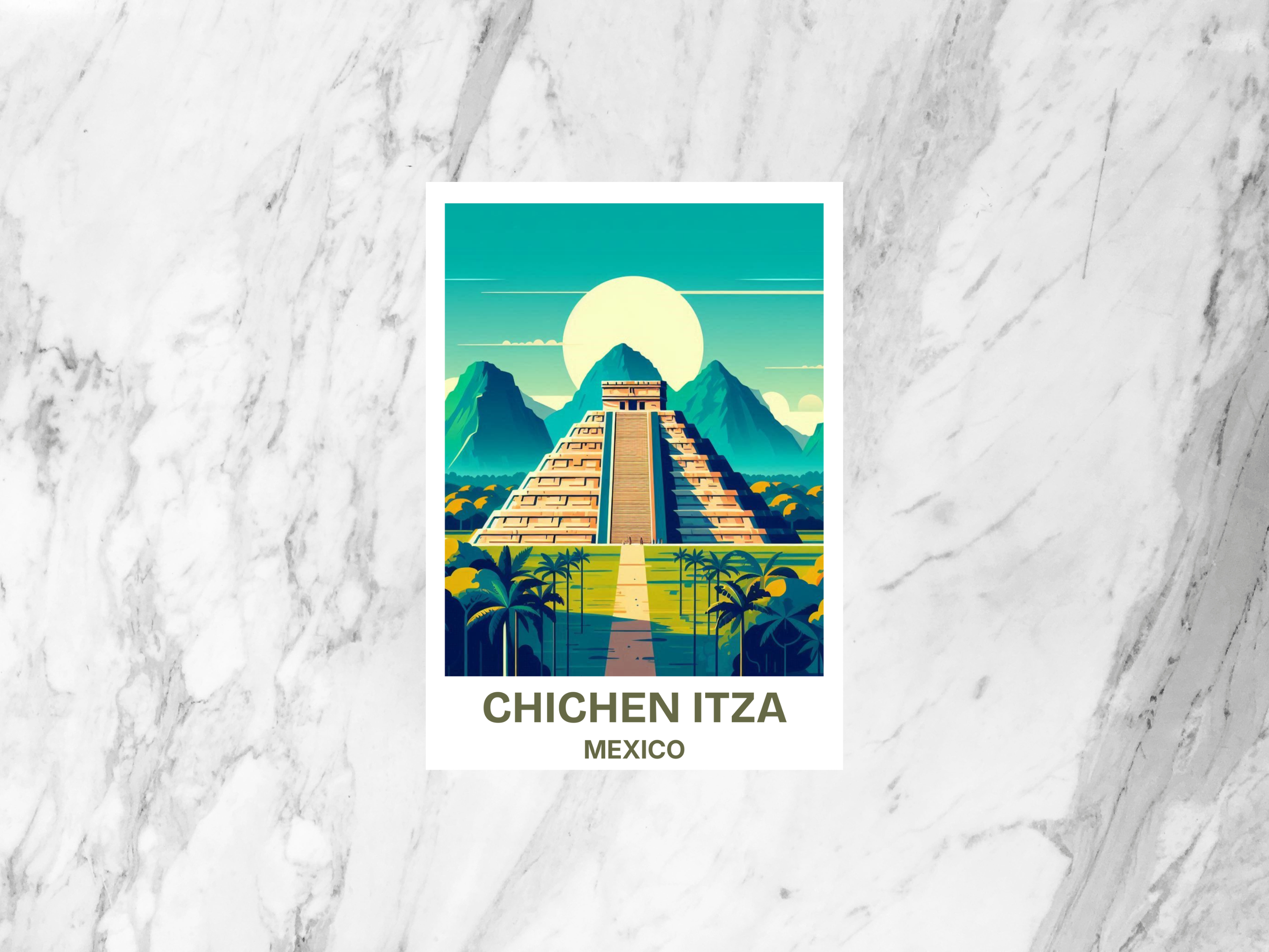 Blank Chichen Itza Holiday Travel Postcard Print Gift for Traveler Custom Watercolor Mexico Postcard America Travel Scrapbook Accessory