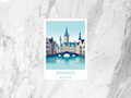 Belgium Travel Postcard Bruges City Portrait Postcard Europe City Travel Poster Print Summer Vacation Souvenir Travel Diary Bookmark