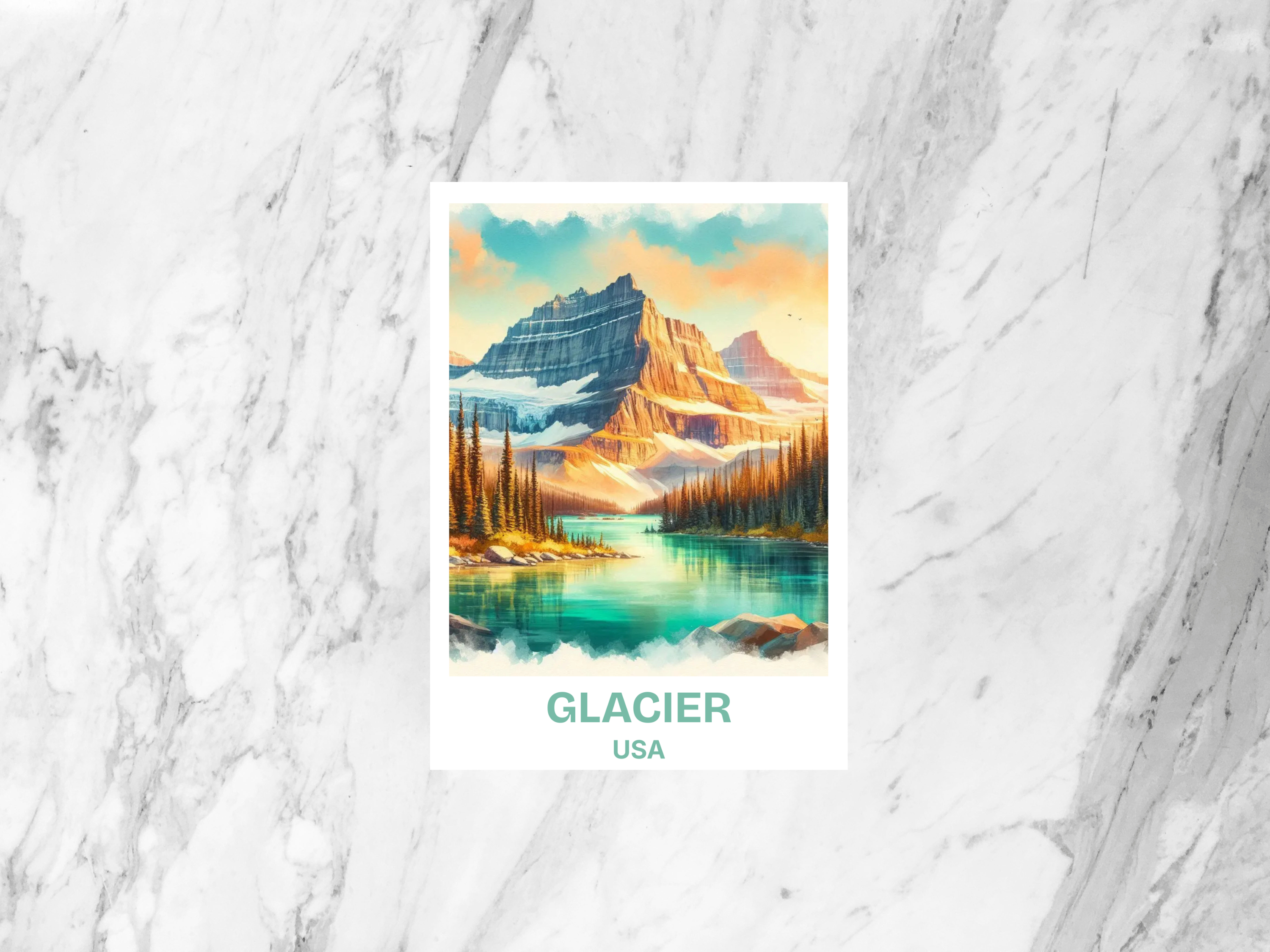 Glacier National Park Postcard Watercolor Montana Art Matte or Gloss Scenic Card USA Park Lover Gift Hiking Enthusiast Keepsake