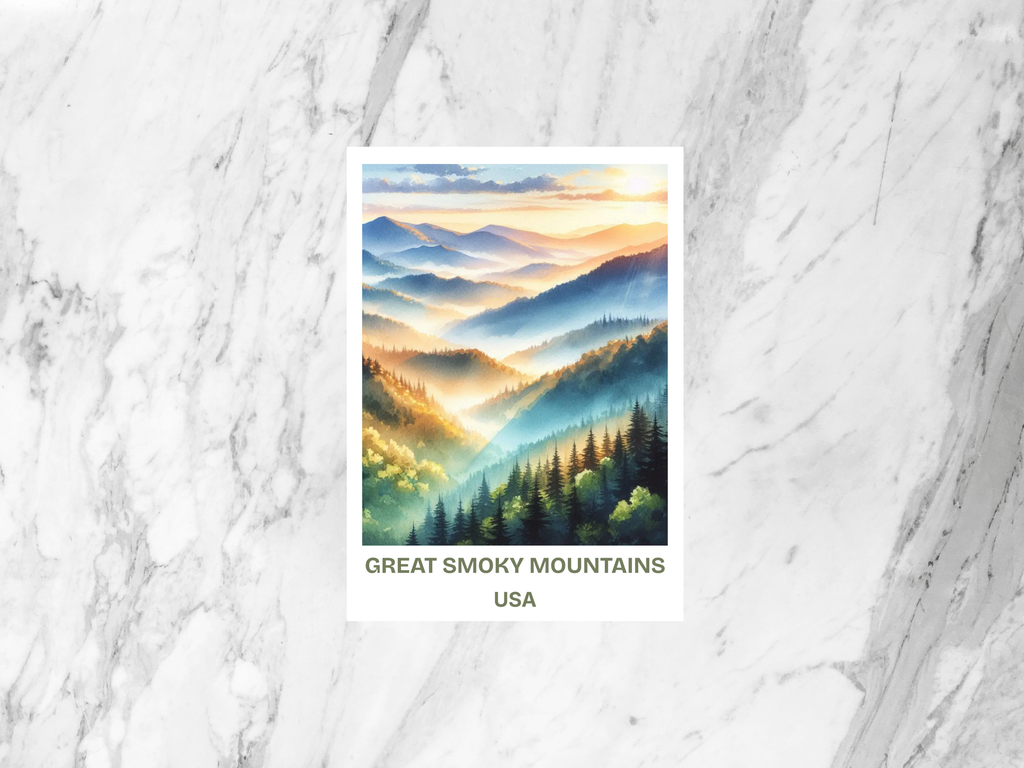 Great Smoky Mountains National Park Postcard Watercolor Landscape Matte or Gloss Printed Keepsake North Carolina Collectible Art