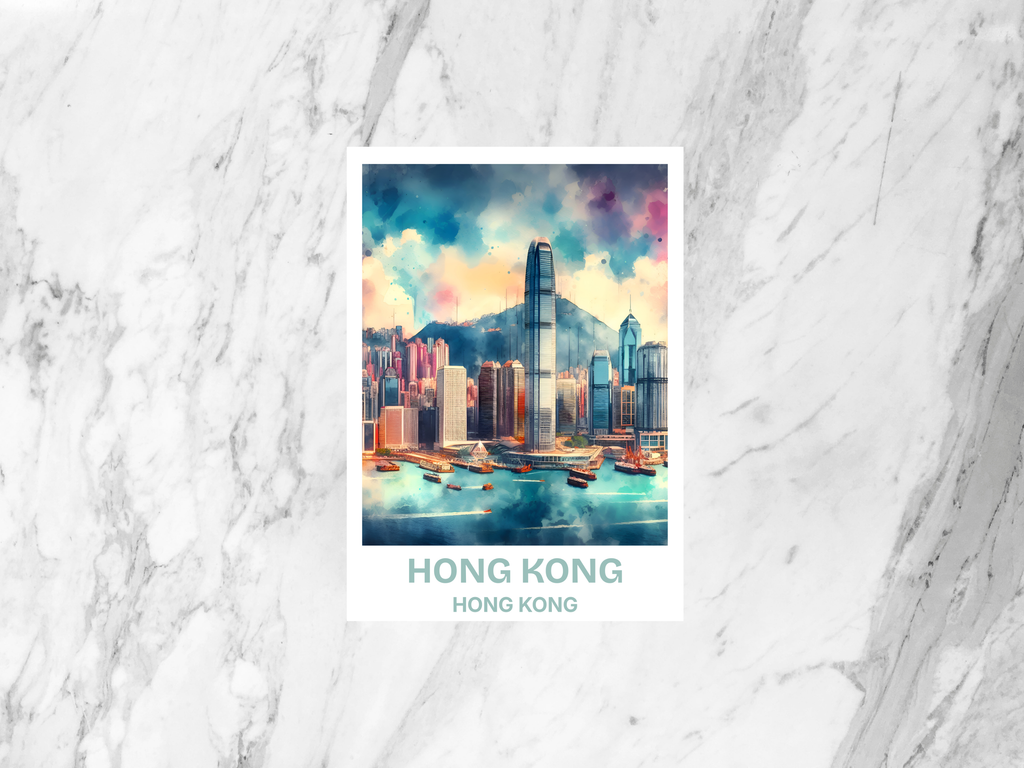 Watercolor Hong Kong Travel Postcard Blank HK Holiday Memento Travel Diary Postcard Asia City Travel Postcard Summer Vacation Bookmark
