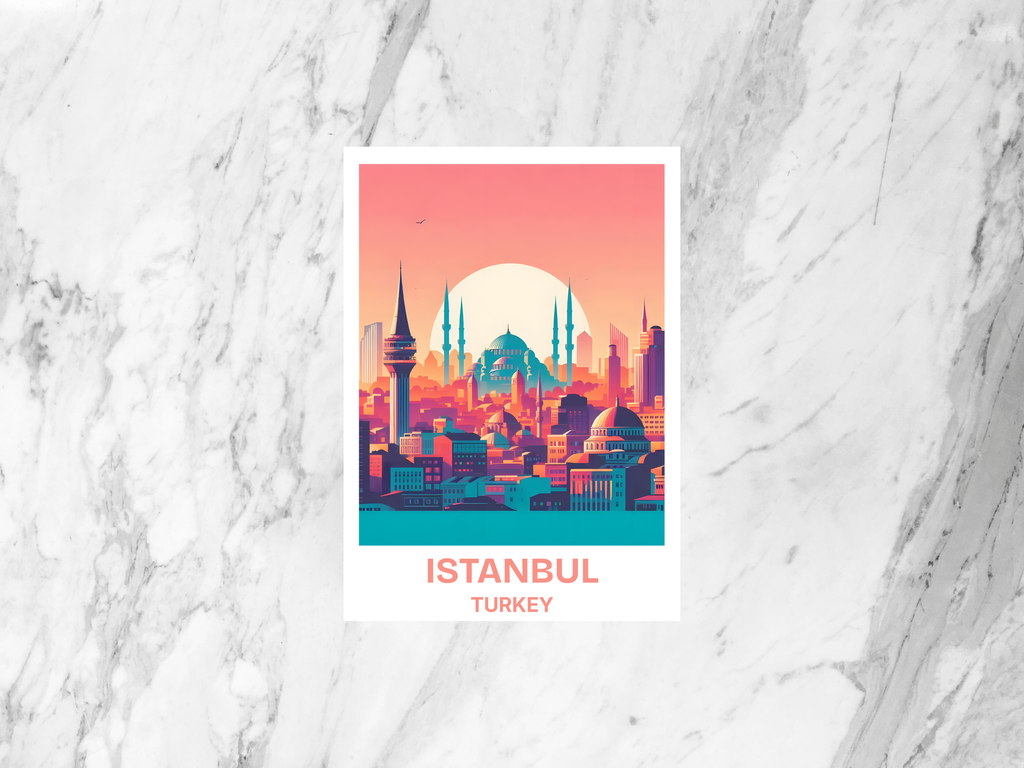 Istanbul Travel Postcard Turkey Summer Vacation Scrapbook Holiday Planner Keepsake Portrait Postcard Europe City Travel Postcard