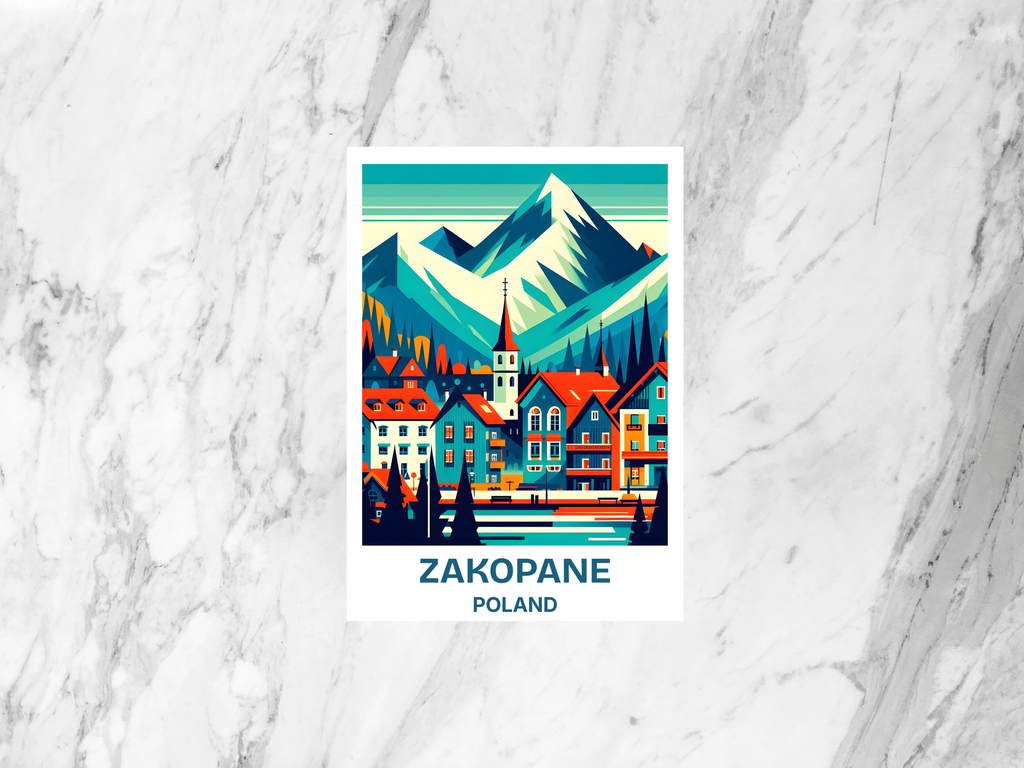 Zakopane Travel Postcard Poland Blank Holiday Postcard Gift for Traveler Europe City Travel Diary Keepsake  East Europe Travel Poster Print
