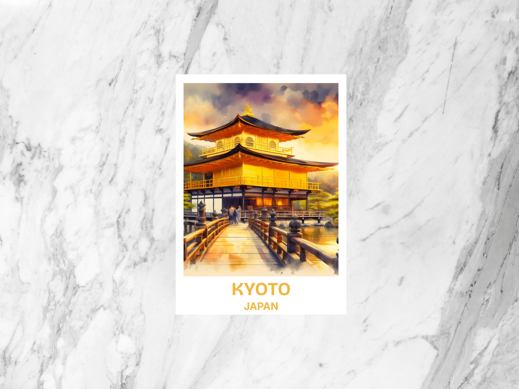 Japanese City Travel Postcard Cute Blank Golden Temple Handmade Postcard Kyoto Summer Vacation Keepsake Travel Diary Accessory