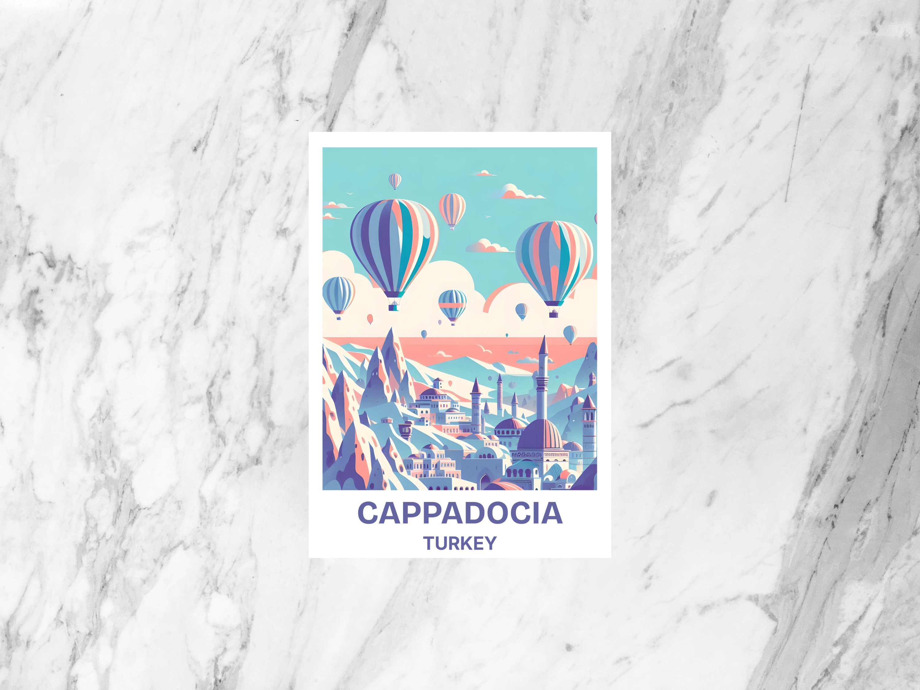Turkey Travel Postcard Blank Cappadocia Holiday Travel Scrapbook Keepsake Gift for Travelers Custom Handmade Pastel Postcards