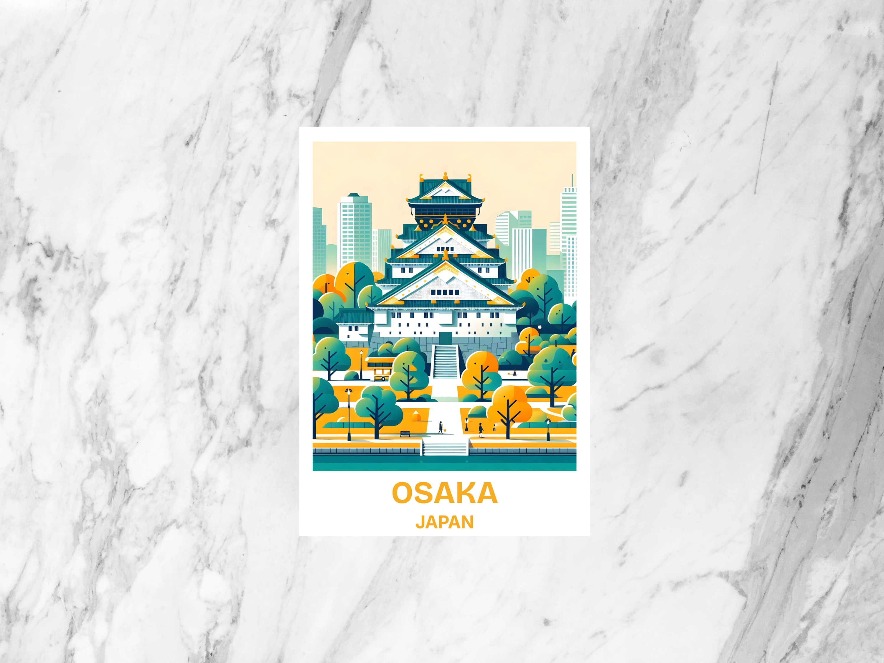 Osaka Castle Postcard Japan Landmark Travel Souvenir Historic Japanese Castle Wall Art Asia Travel Gift Japan Photo Keepsake