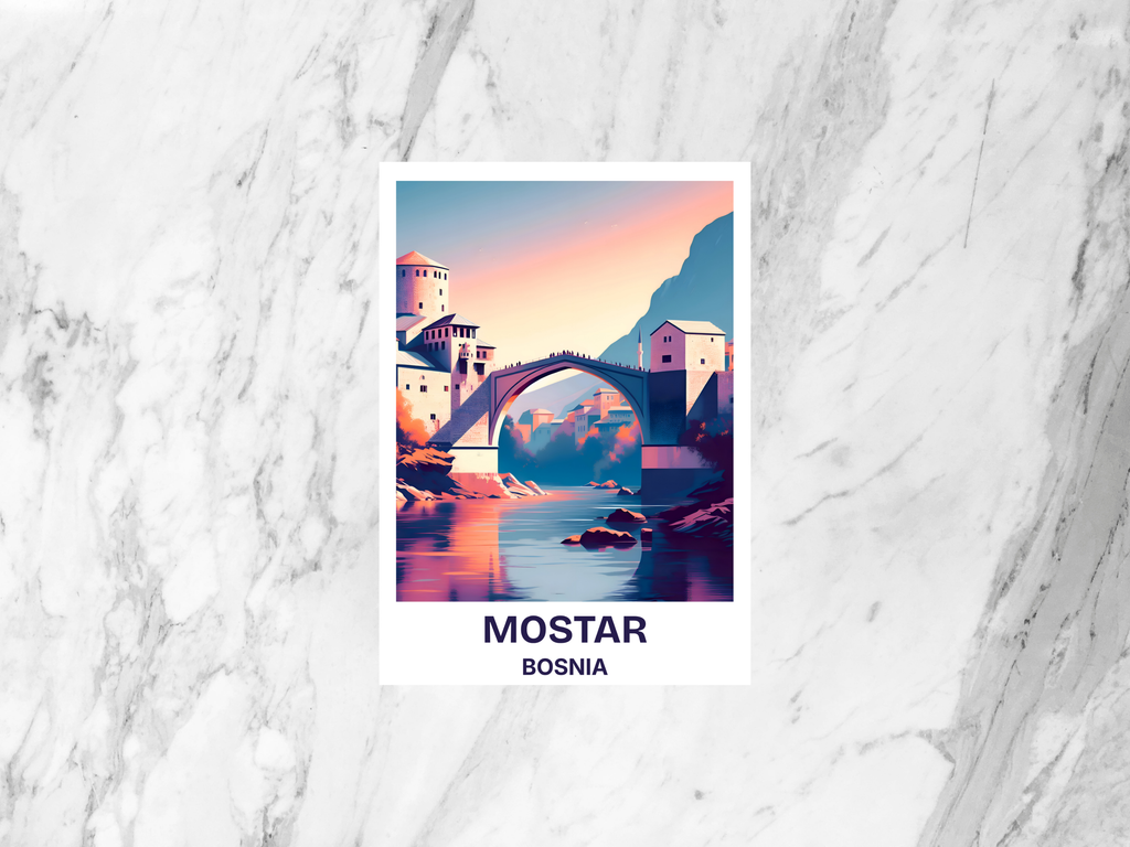 Cute Bosnia Travel Postcard Handmade Blank Mostar Postcard Print Gift for Traveler Europe Holiday Postcard Travel Keepsake Postcards