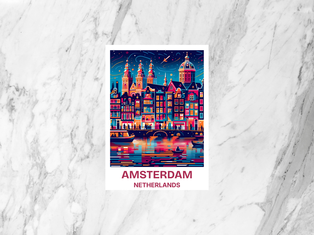 Amsterdam Travel Postcard Blank Holiday Postcard Gift for Traveler Netherlands Travel Keepsake Accessory Europe Vacation Memento