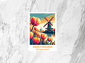Blank Amsterdam Holiday Postcard Handmade Cute Watercolor Netherlands Travel Postcard Print Gift for Traveler Travel Scrapbook Keepsake