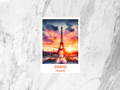 Paris Watercolor Postcard Eiffel Tower Romantic France Travel Souvenir France Skyline Cityscape Art Cute Sunset Europe Travel Keepsake