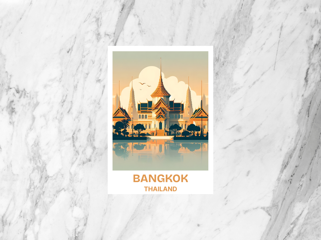 Blank Thailand Travel Postcard Bangkok Holiday Keepsake Gift for Traveler Cute Watercolor Postcard Prints Travel Scrapbook Bookmark