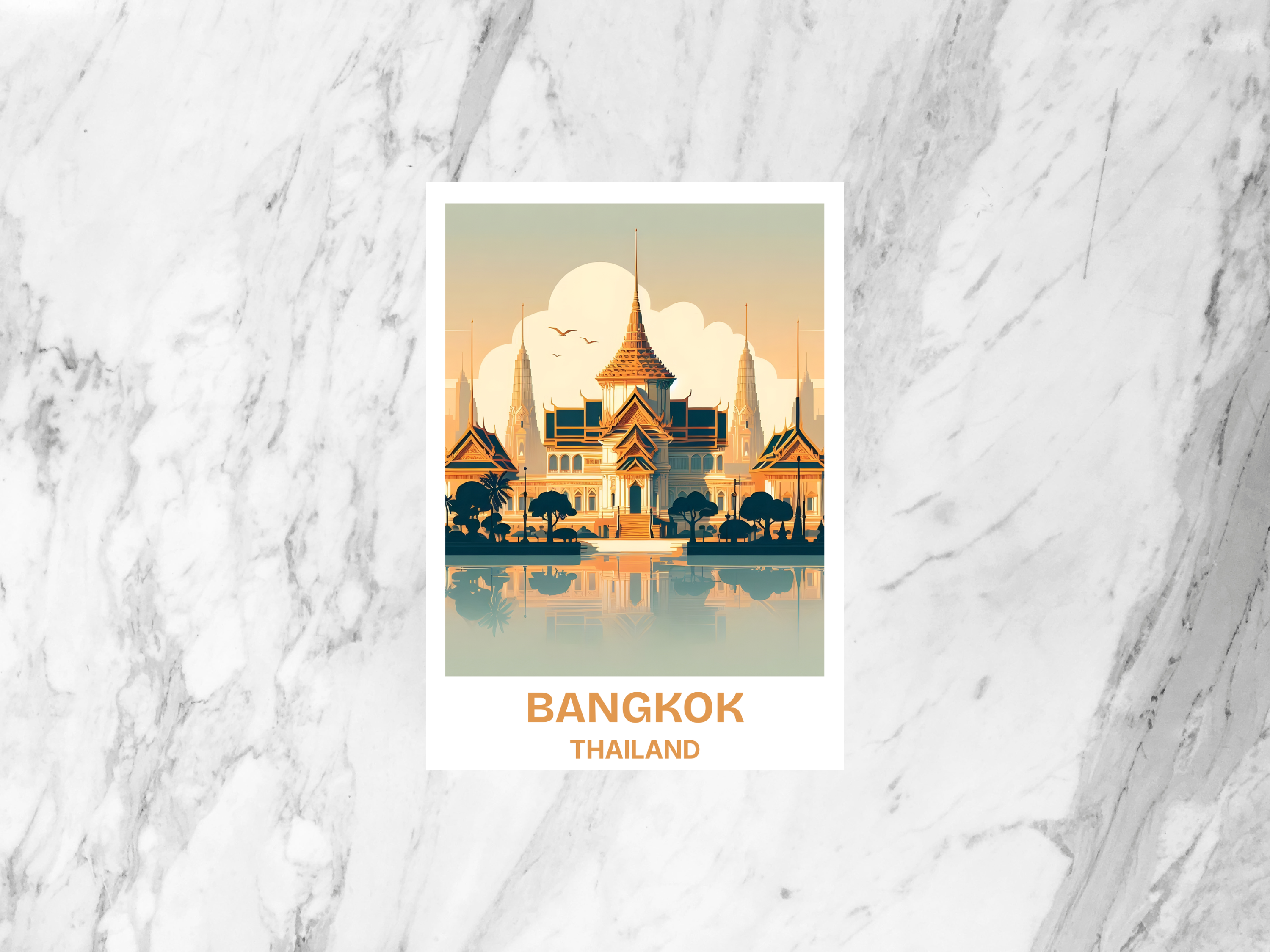 Blank Thailand Travel Postcard Bangkok Holiday Keepsake Gift for Traveler Cute Watercolor Postcard Prints Travel Scrapbook Bookmark