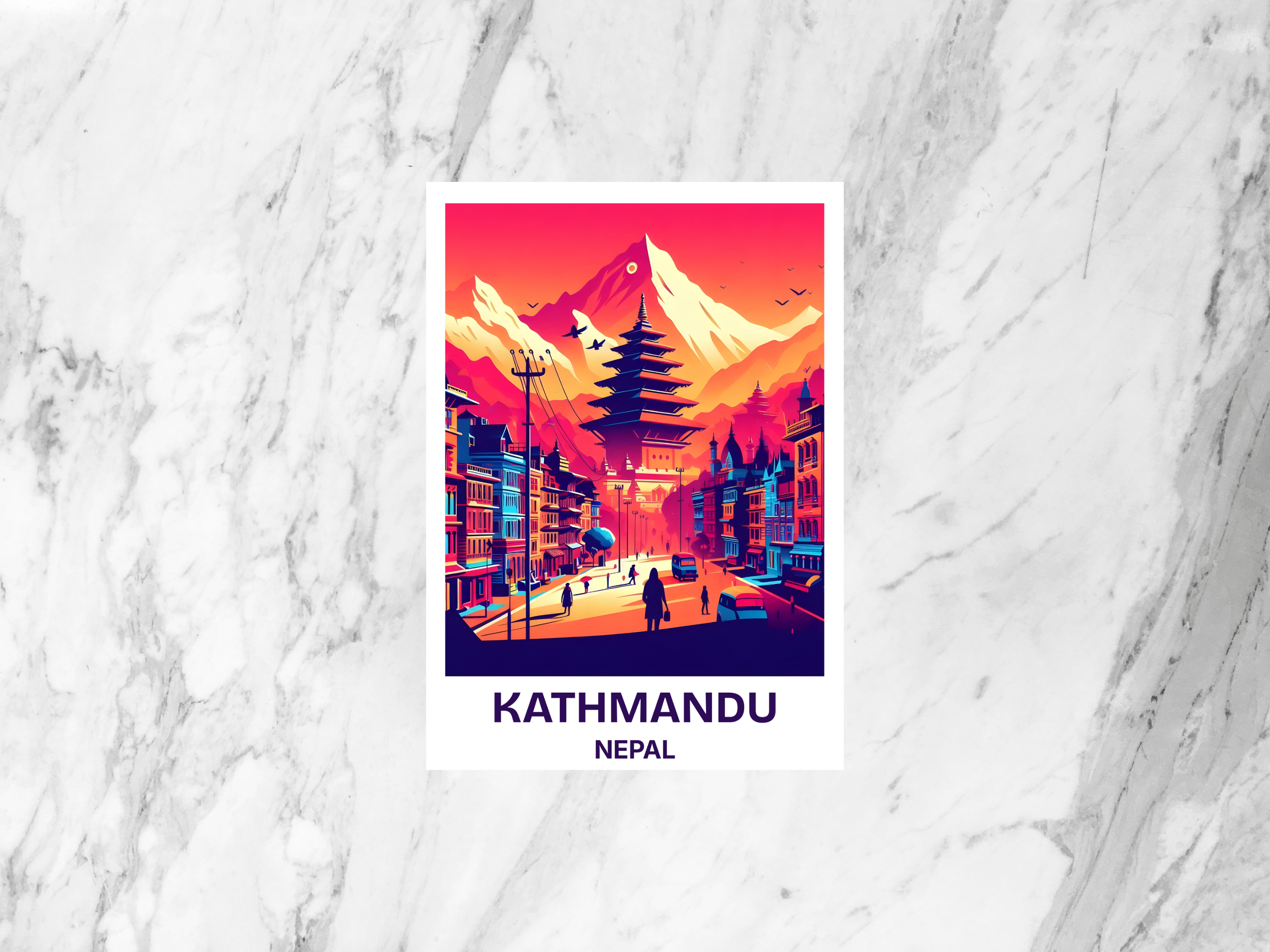 Nepal Travel Postcard Blank Kathmandu Holiday Travel Diary Keepsake Mt Everest Basecamp Poster Print Gift for Travelers