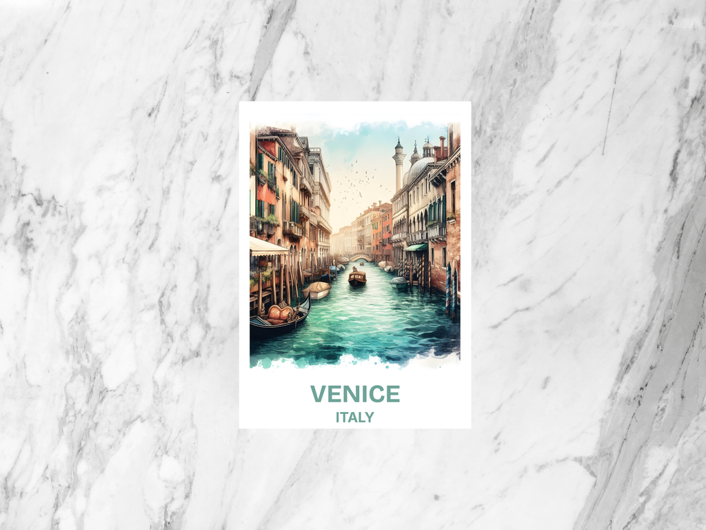 Venice Postcard Italy Holiday Handmade Travel Postcard Europe Travel Diary Keepsake Gift for Travelers Italian City Watercolor Poster Print