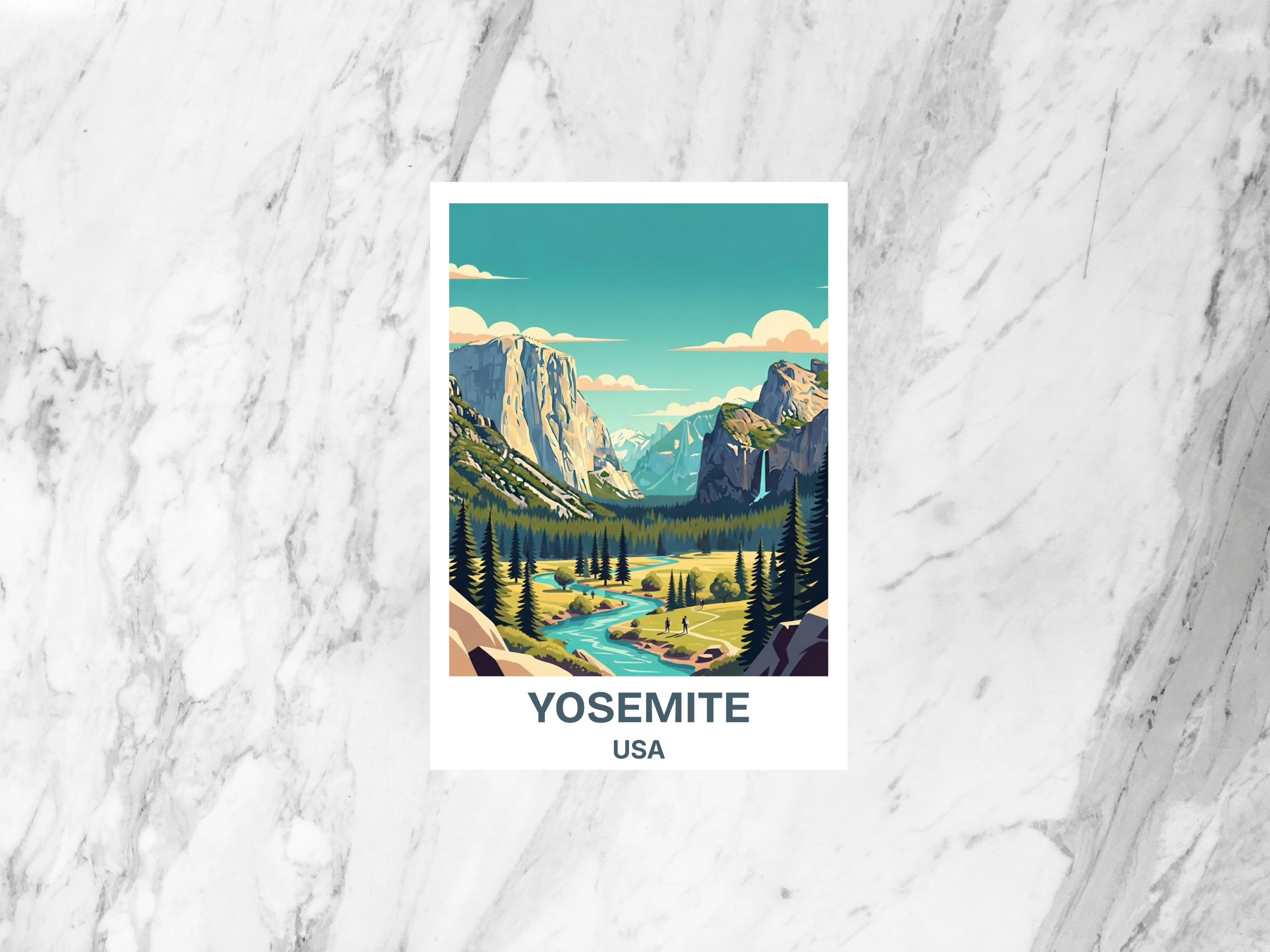 Yosemite National Park Postcard Retro Travel Poster Style Vintage Scenic Illustration California Outdoors Hiking Art Card
