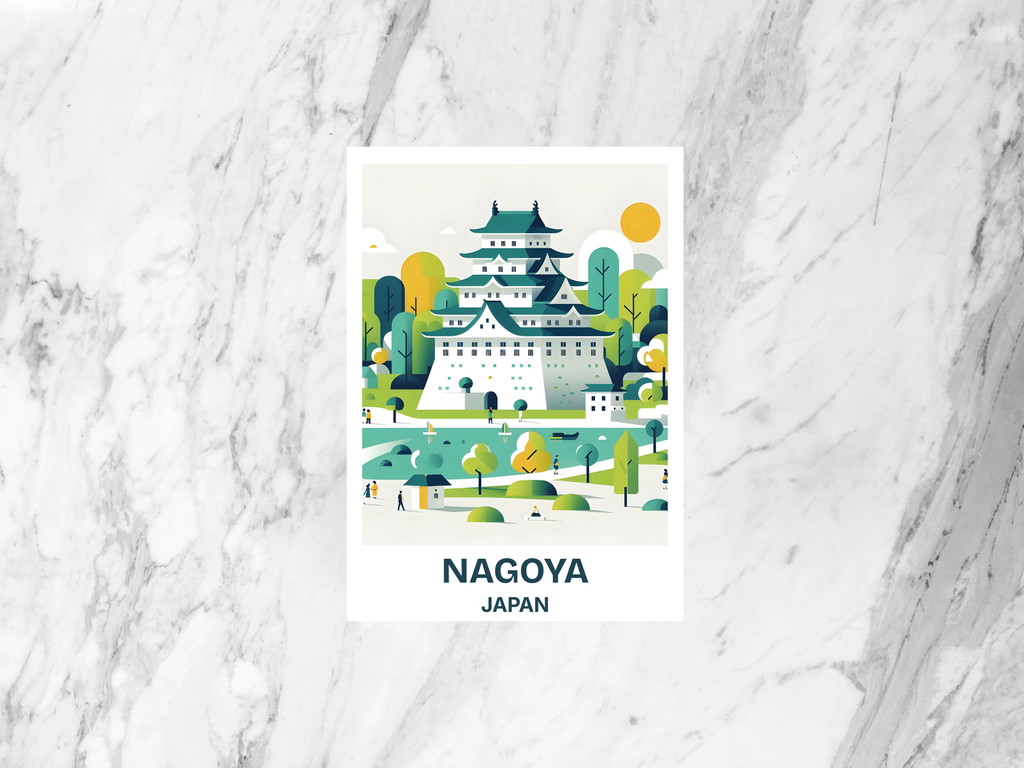 Nagoya Travel Postcard Blank Japanese City Holiday Keepsake Gift for Traveler Custom Vintage Art Postcard Prints Watercolor Postcard Print