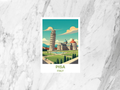 Pisa Italy Postcard Retro Travel Poster Mid Century Vintage Illustration Scenic Tourism Leaning Tower Art Card for Collectors