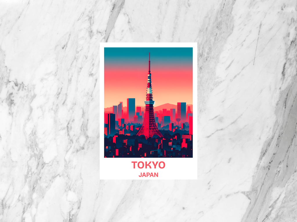 Tokyo Travel Postcard Japan Holiday Blank Postcard Gift for Traveler Asia City Travel Diary Keepsake Tokyo Tower Travel Poster Print