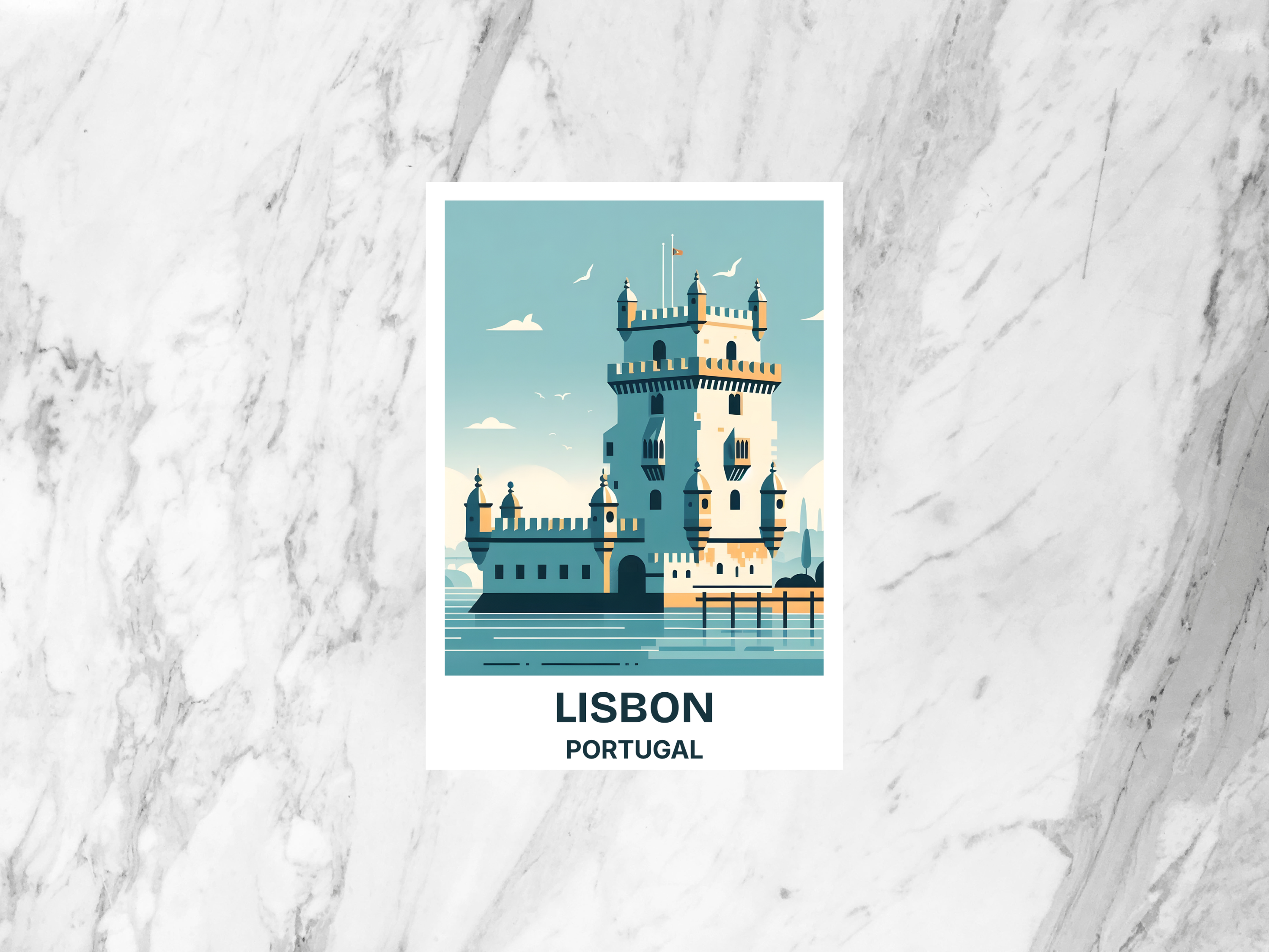 Belem Tower Travel Postcard Portugal Holiday Blank Postcard Lisbon City Travel Diary Print Europe Summer Vacation Travel Keepsake