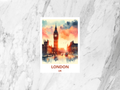 Watercolor Big Ben Travel Postcard London Holiday Blank Postcard UK Travel Diary Print Europe Summer Vacation Travel Keepsake