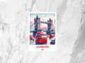 London Tower Bridge Blank Watercolor Painting Postcard UK Summer Vacation Travel Keepsake Gift for Traveler Cute Handmade Holiday Postcard
