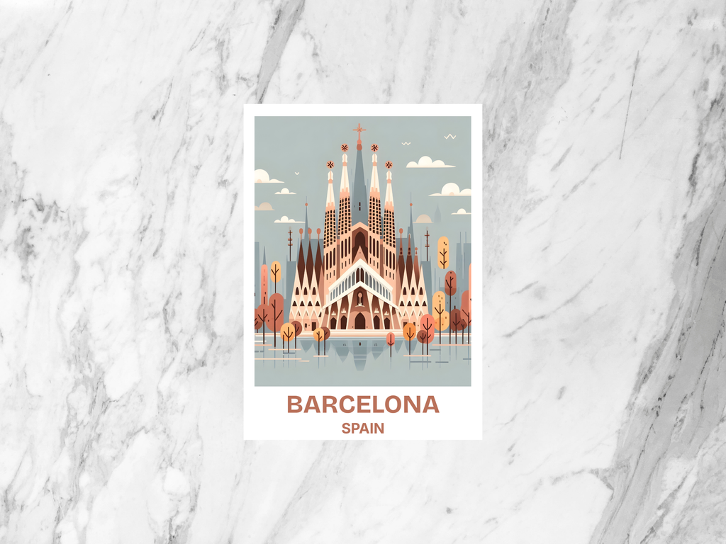 Barcelona Travel Postcard Sagrada Familia Holiday Postcard Print Blank Travel Postcard Gift for Travelers Spain Travel Diary Keepsake