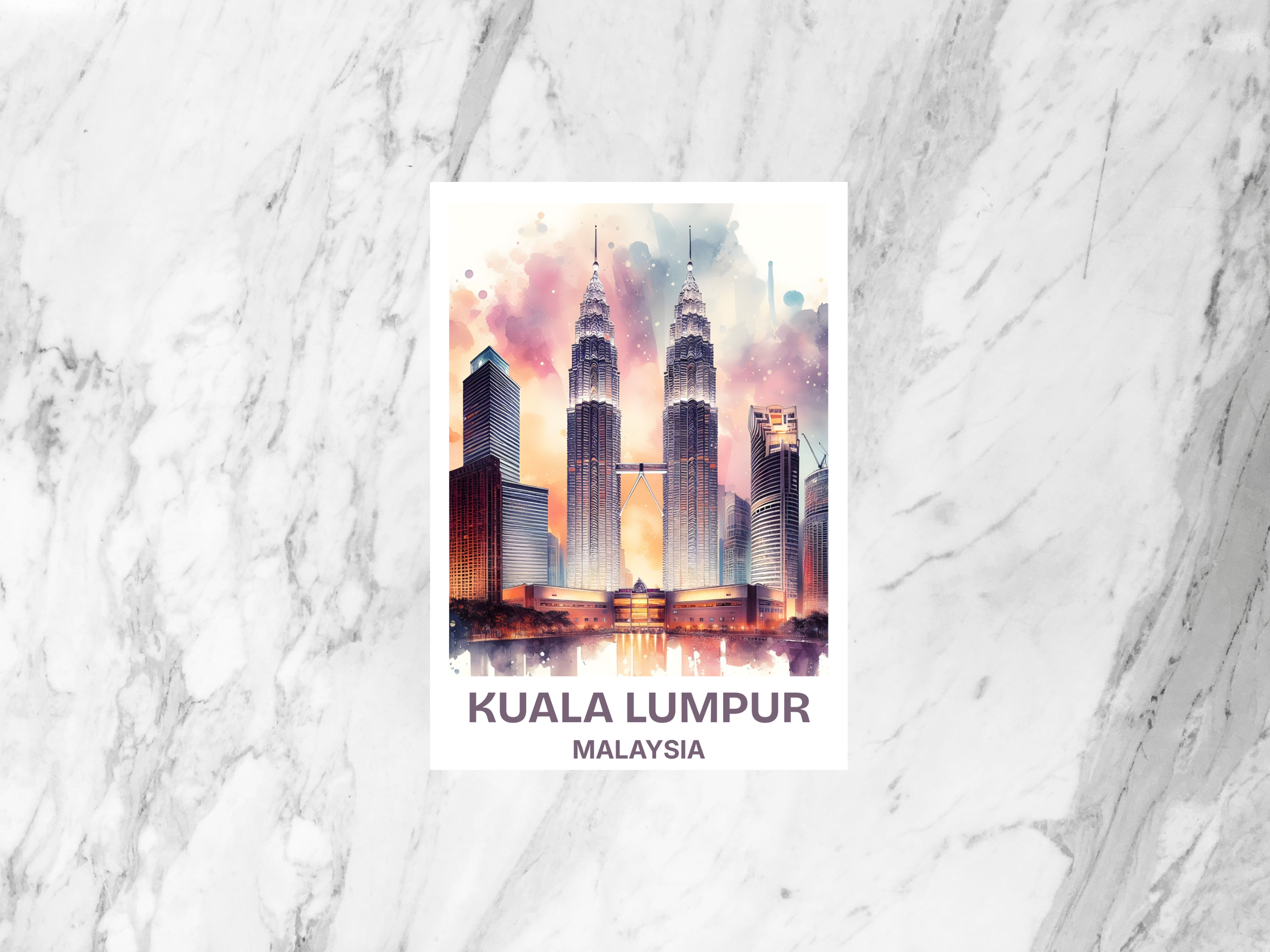 Watercolor Malaysia Travel Postcard Kuala Lumpur Summer Holiday Postcards Asia Travel Diary Keepsake Blank Postcard Gift for Travelers