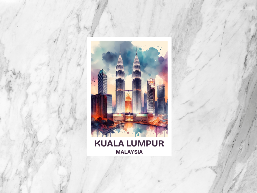 Kuala Lumpur Travel Postcard Blank Malaysia Watercolor Postcard Bundle Cute Asia Holiday Art Travel Keepsake Summer Vacation Scrapbook Gift