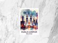 Kuala Lumpur Travel Postcard Blank Malaysia Watercolor Postcard Bundle Cute Asia Holiday Art Travel Keepsake Summer Vacation Scrapbook Gift