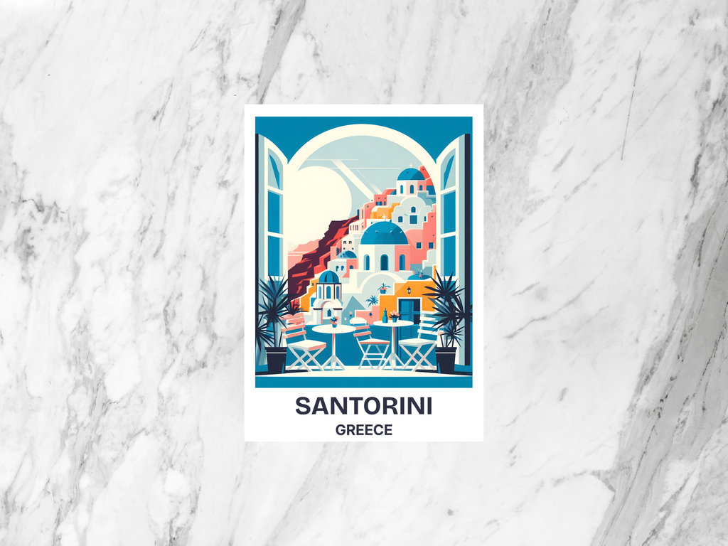 Santorini Postcard Greece Holiday Blank Travel Postcards Europe Travel Scrapbook Poster Print Gift for Travelers Custom Handmade Postcard