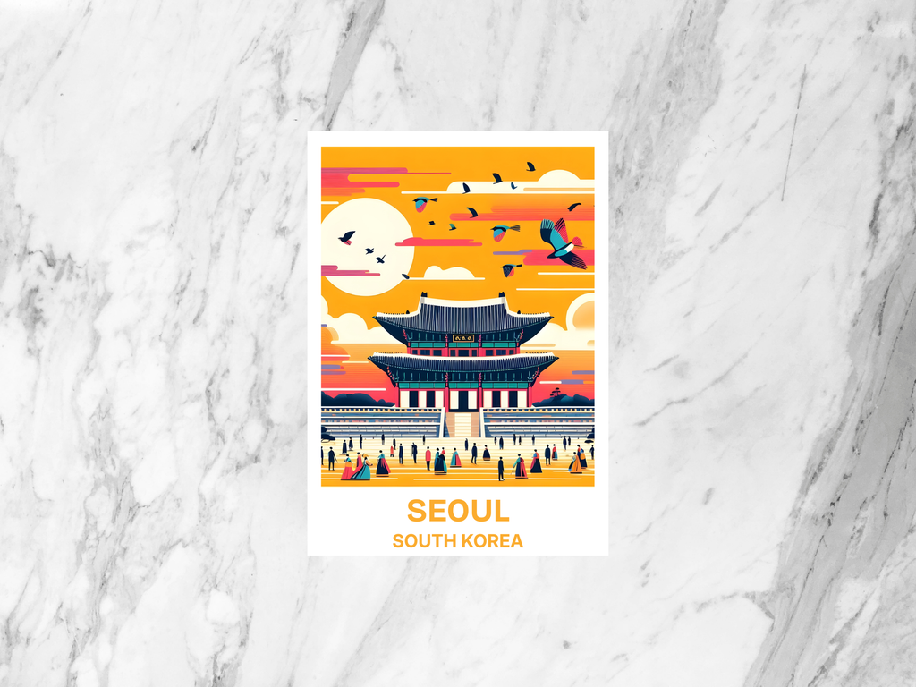 Seoul Postcard South Korea Travel Watercolor Souvenir Card Asia Travel Landmark Card Gyeonbokgung Palace Wall Art Gift