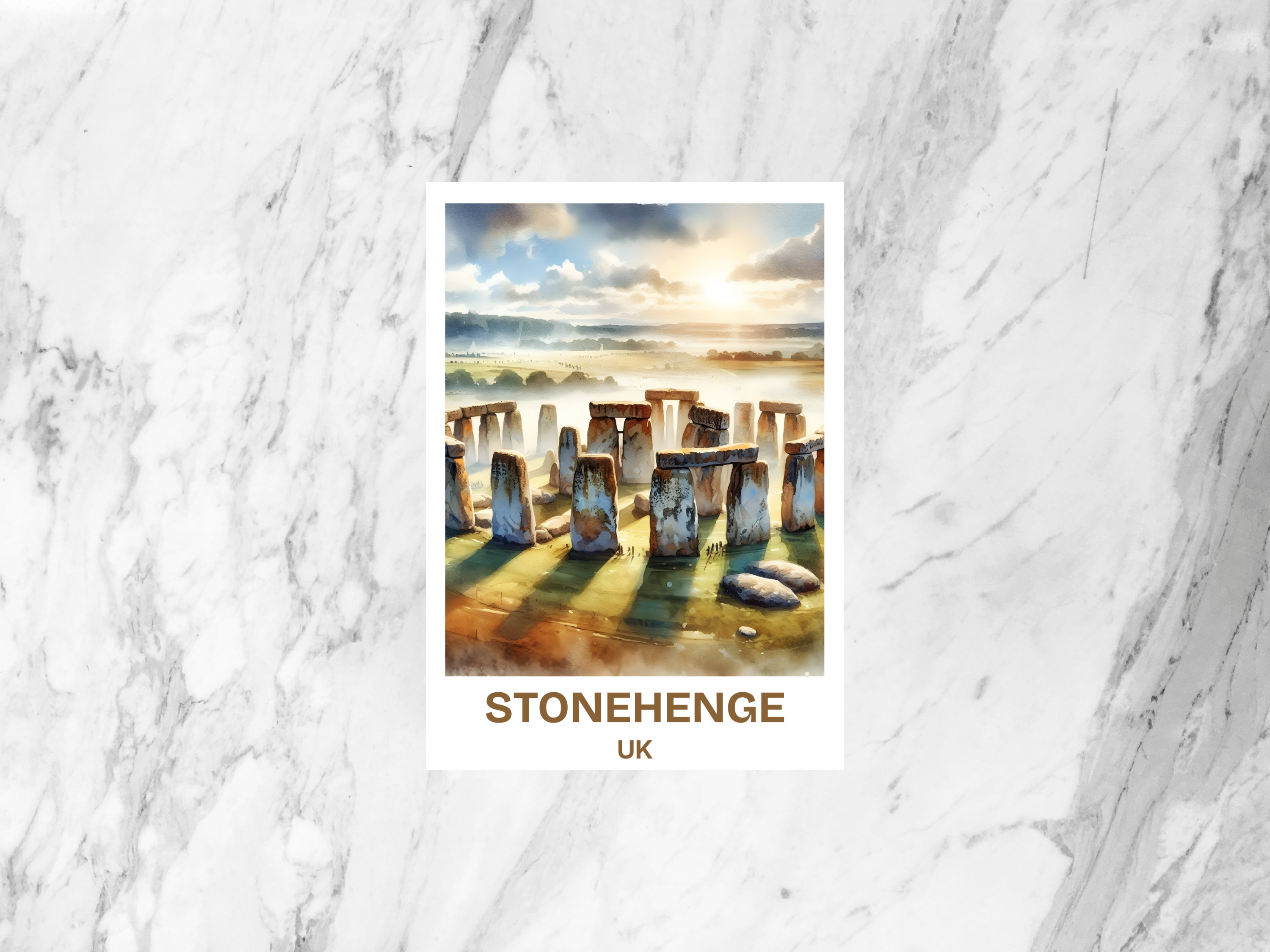 Stonehenge Watercolor Postcard England Landmark Travel Souvenir UK Historical Landmark Watercolor Art Card UK Historic Site Keepsake